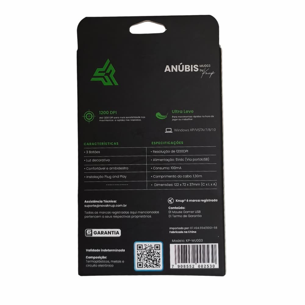 Mouse Gaming Knup Anubis KP-MU003, USB, 1200DPI, 3 Botões, Preto - Imagem 5