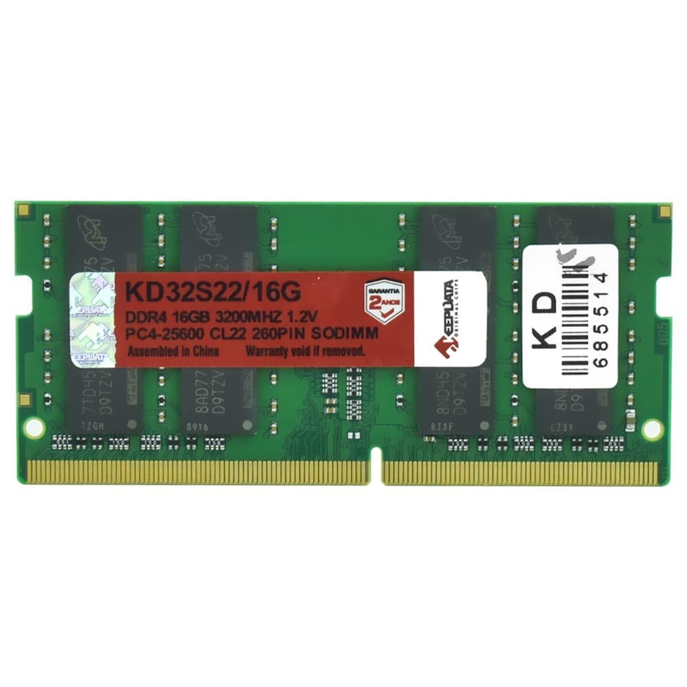 Memória RAM Notebook Keepdata, DDR4, 16GB, 3200MHz, Verde - KD32S22/16G