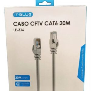 Cabo de Rede CAT6 IT-Blue LE-316, 20m, CFTV, Cinza