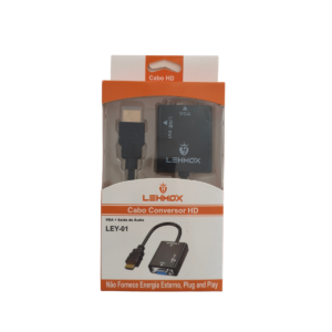 Conversor HDMI Para VGA Lehmox LEY-01, 15cm, M x F, Com Áudio,  Preto