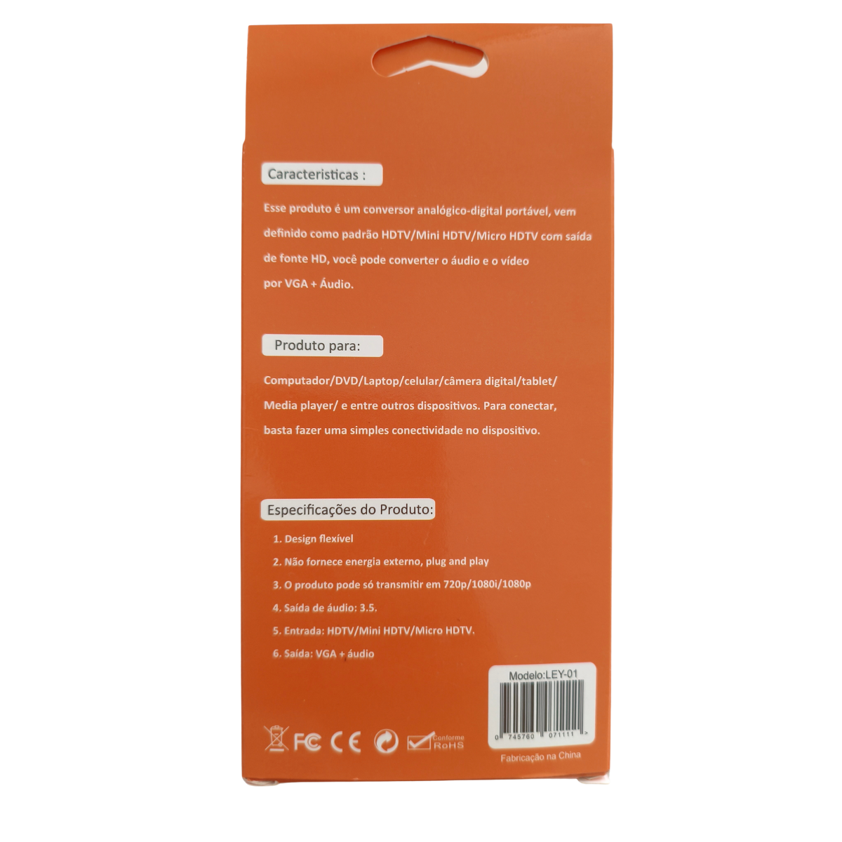 Conversor HDMI Para VGA Lehmox LEY-01, 15cm, M x F, Com Áudio, Preto - Imagem 5