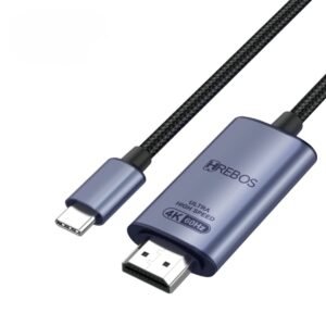 Cabo Adaptador Hrebos AD-212, USB-C Para HDMI 4K 60Hz, 1.8m, Macho