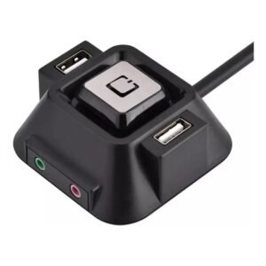 Botão Power Externo Gabinete Pc Knup KP-T85, Hub USB 2.0, Áudio, Cabo 1.50m